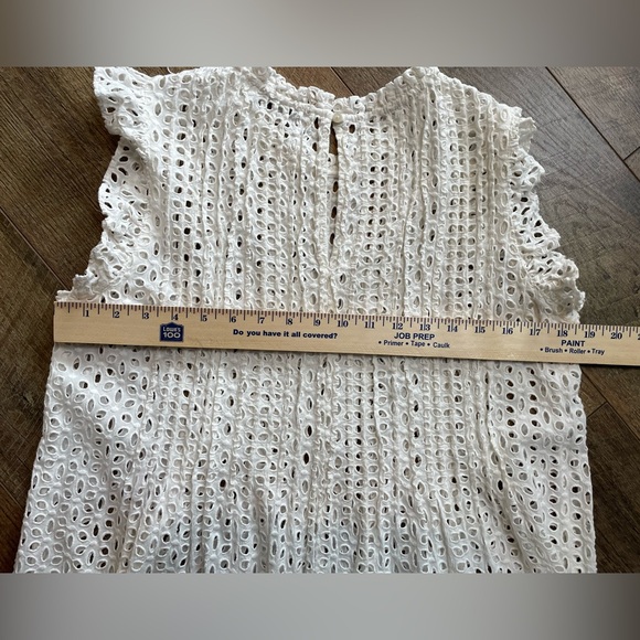 Madewell White Eyelet Ruffle-Sleeve Pintuck Mini Dress Size M Slip NOT included - Picture 6 of 9